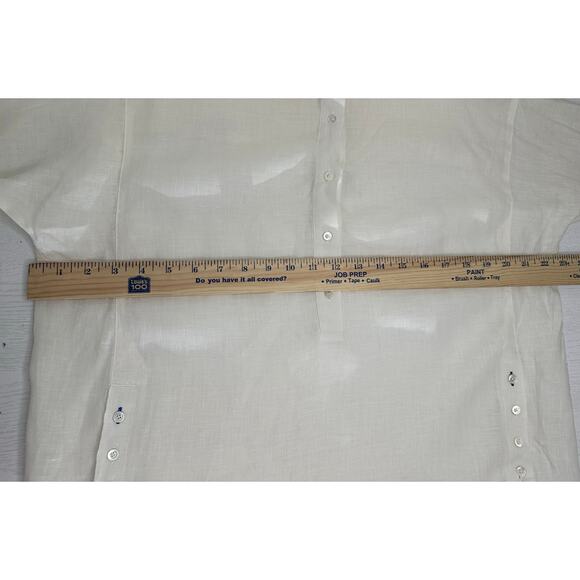 J. McLaughlin Fallon Blouse 100% Linen Off White Button Closure Accents Casual S - Picture 8 of 11